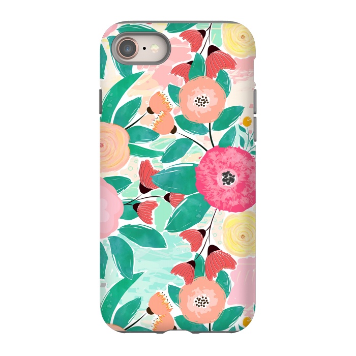iPhone 8 StrongFit Modern brush paint abstract floral paint by InovArts