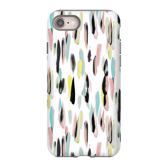 iPhone 8 StrongFit Colorful brushed watercolor playful pattern by Oana 