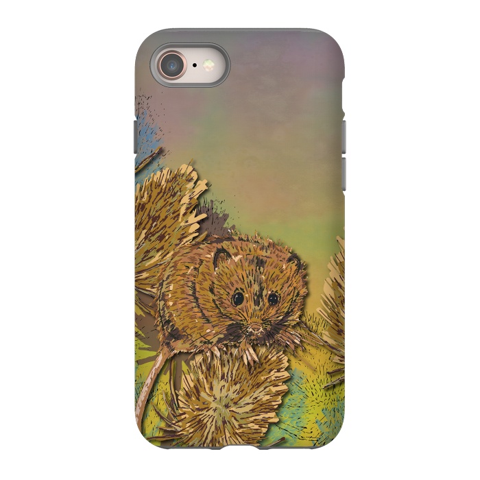 iPhone 8 StrongFit Harvest Mouse and Teasels by Lotti Brown