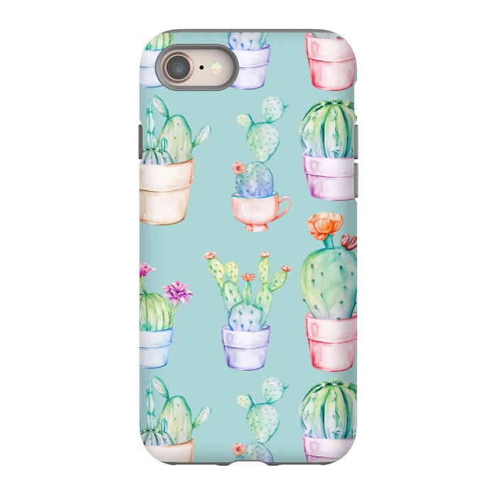 iPhone 8 StrongFit Cactus Pattern Blue Background 2 by Alemi