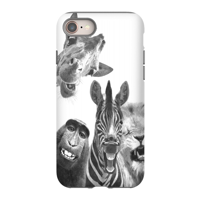 iPhone 8 StrongFit Black and White Jungle Animals by Alemi