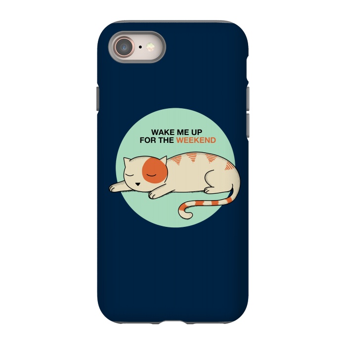 iPhone 8 StrongFit Cat wake me up blue by Coffee Man