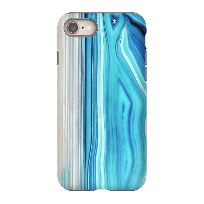 iPhone 8 StrongFit Blue striped agata gemstone by Oana 