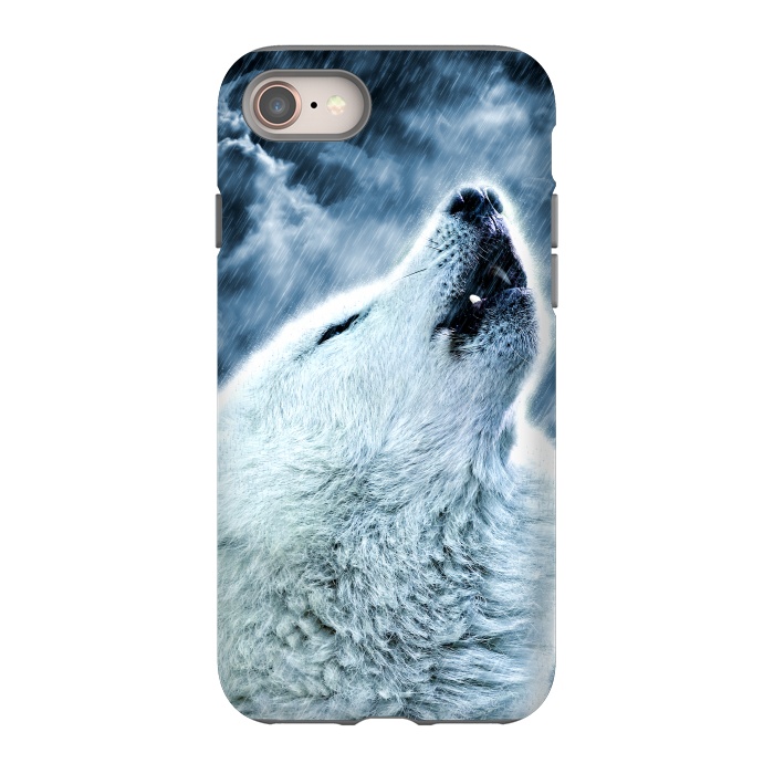 iPhone 8 StrongFit A howling wolf in the rain by Simone Gatterwe