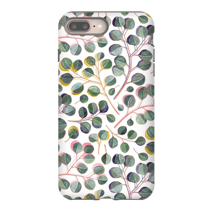 iPhone 8 plus StrongFit Simple Silver Dollar Eucalyptus Leaves by Micklyn Le Feuvre