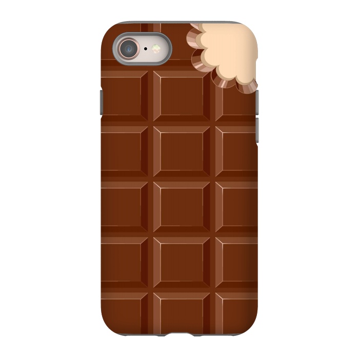 iPhone 8 StrongFit Chocolate Sweet Bar with a bite out of the corner by BluedarkArt