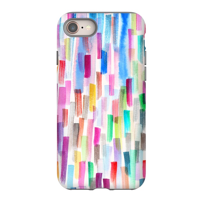 iPhone 8 StrongFit Colorful Brushstrokes Multicolored by Ninola Design