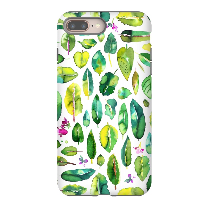 iPhone 8 plus StrongFit Botanical Green Leaves by Ninola Design