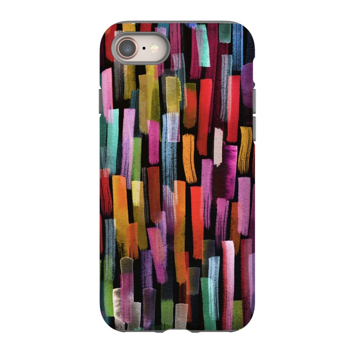 iPhone 8 StrongFit Colorful Brushstrokes Black by Ninola Design