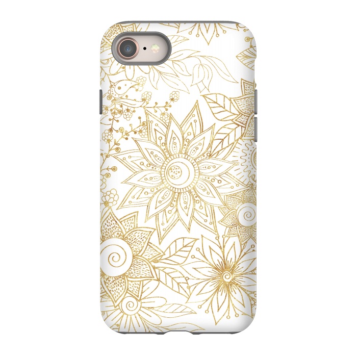 iPhone 8 StrongFit Elegant golden floral doodles design by InovArts