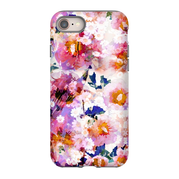 iPhone 8 StrongFit Watercolor rose of sharon and daisy flowers by Oana 