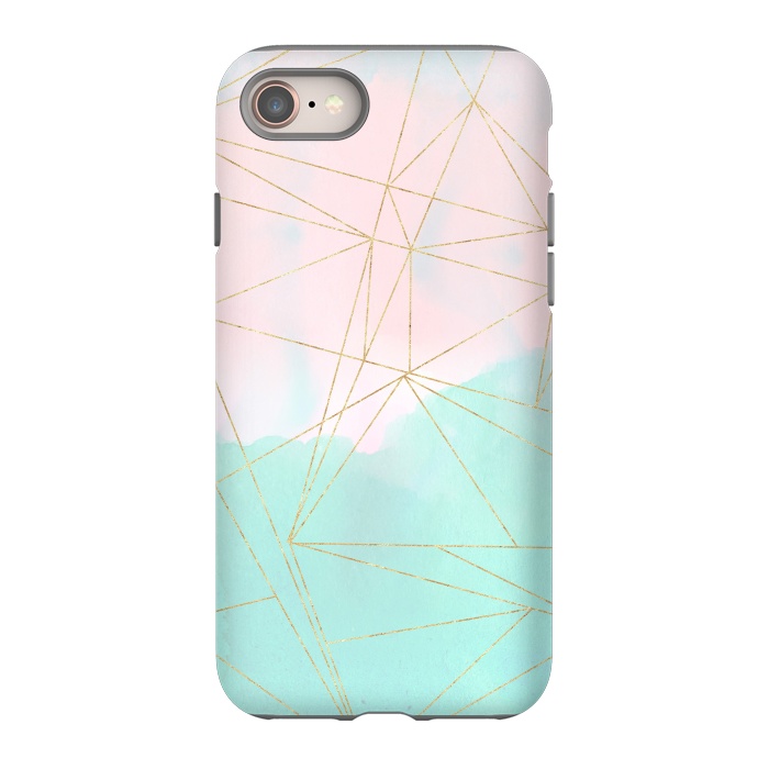iPhone 8 StrongFit Watercolor abstract and golden triangles design by InovArts
