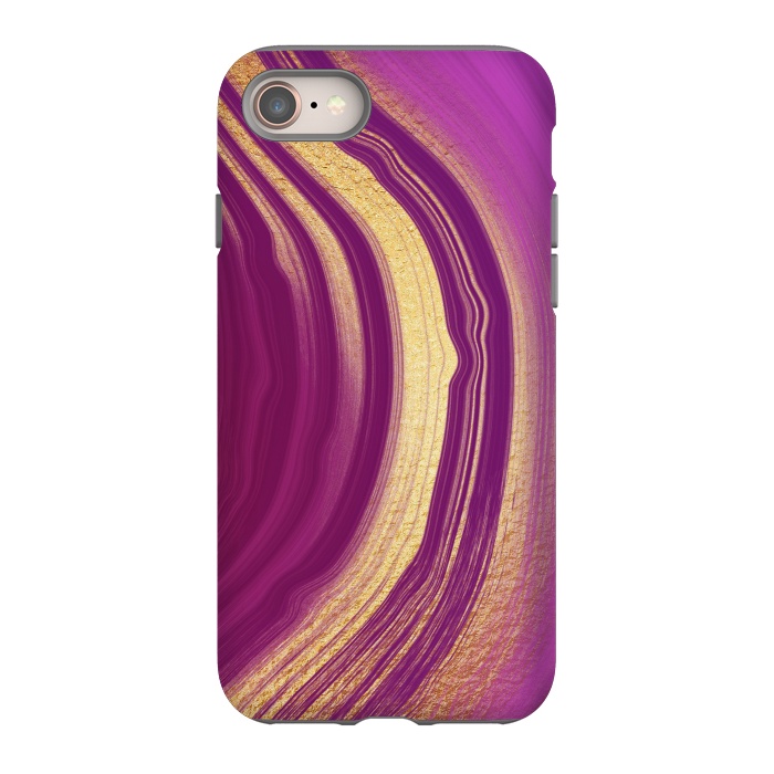 iPhone 8 StrongFit Magenta Pink Marble and gold gemstone  by  Utart