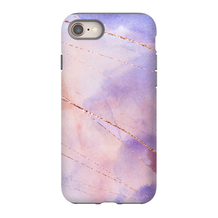 iPhone 8 StrongFit Purple and Pink Watercolor Marble with rosegold veins by  Utart