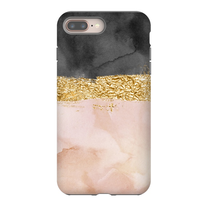 iPhone 8 plus StrongFit Black and Blush ink with gold glitter metal foil by  Utart