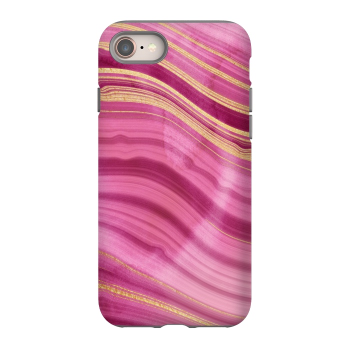 iPhone 8 StrongFit Pink and Gold Mermaid Glitter Marble Waves by  Utart