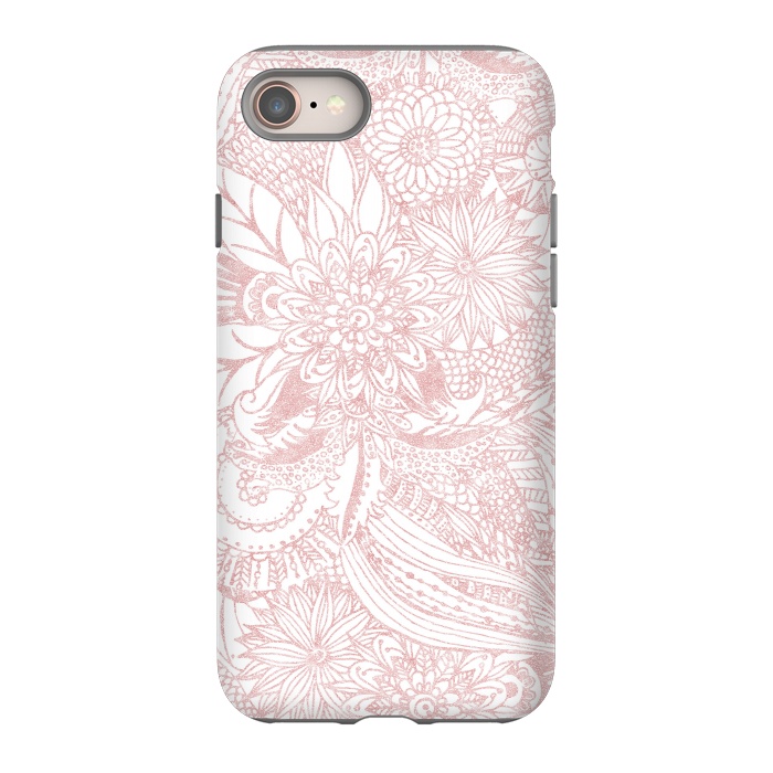 iPhone 8 StrongFit Elegant faux rose gold floral mandala design by InovArts