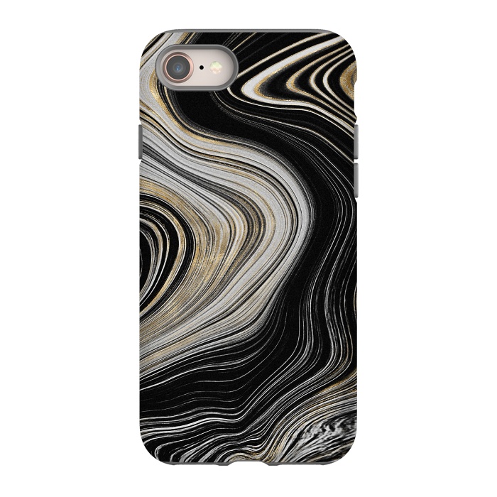 iPhone 8 StrongFit Trendy Black White and Faux Gold Agate Gem  by  Utart
