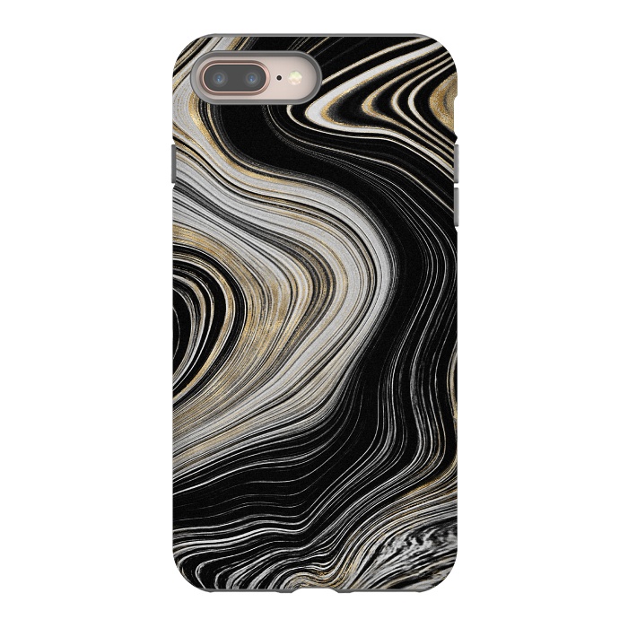 iPhone 8 plus StrongFit Trendy Black White and Faux Gold Agate Gem  by  Utart