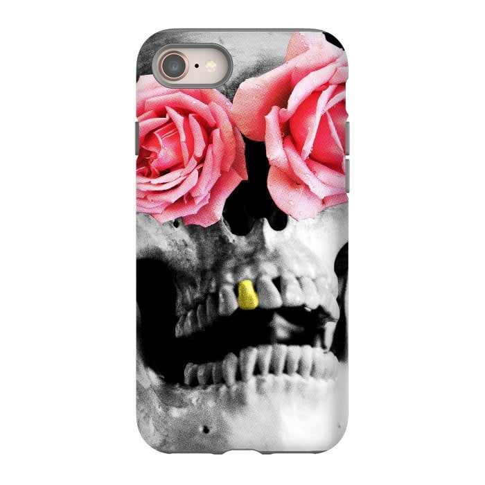 iPhone 8 StrongFit Skull Roses by Mitxel Gonzalez