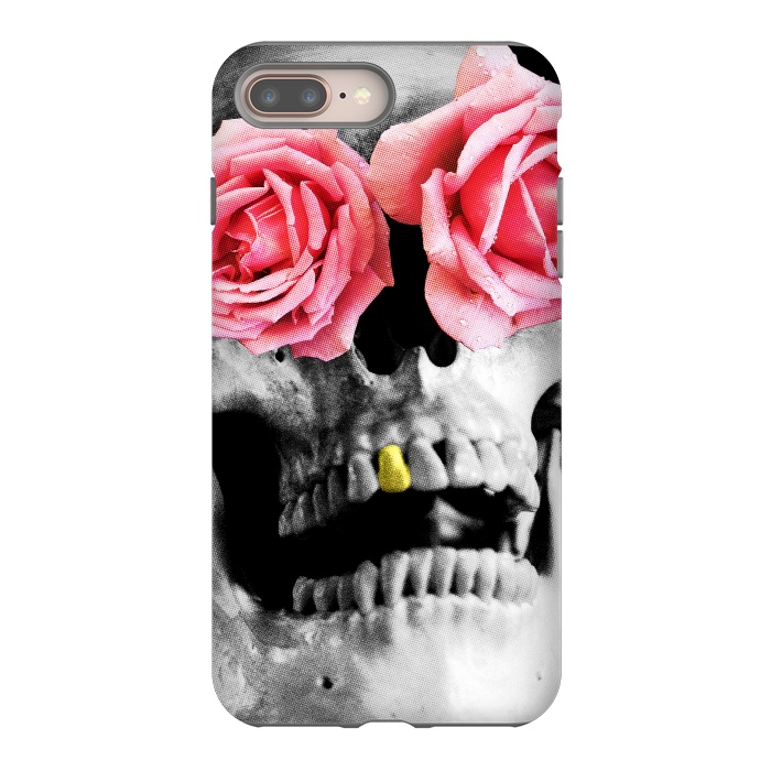 iPhone 8 plus StrongFit Skull Roses by Mitxel Gonzalez