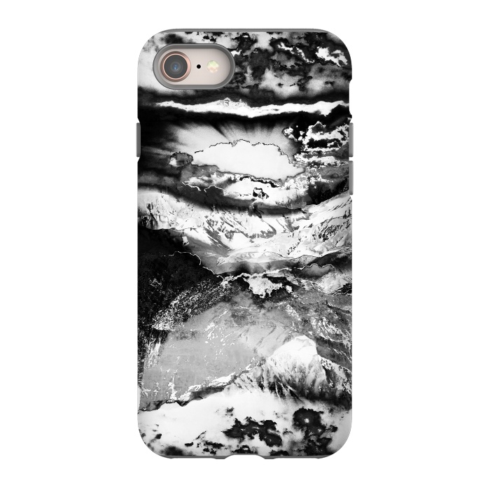 iPhone 8 StrongFit Black and white mountain landscape at dawn  by Oana 