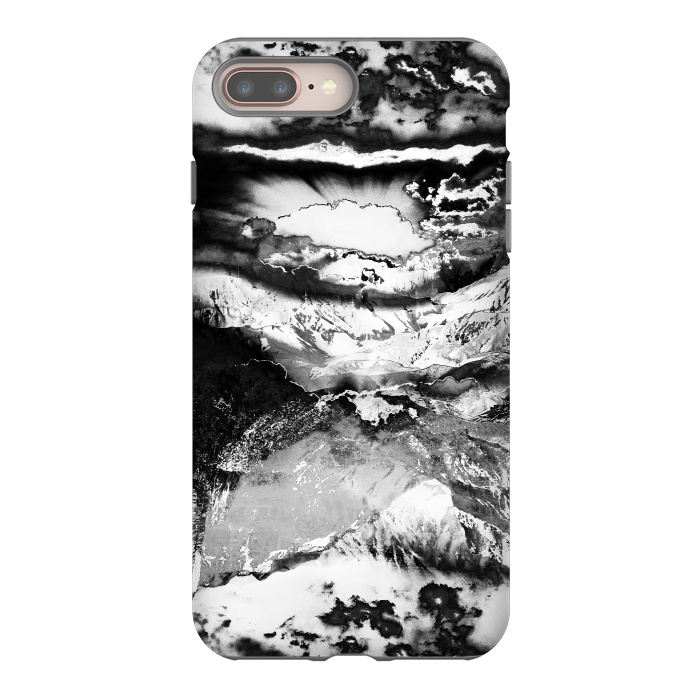 iPhone 8 plus StrongFit Black and white mountain landscape at dawn  by Oana 