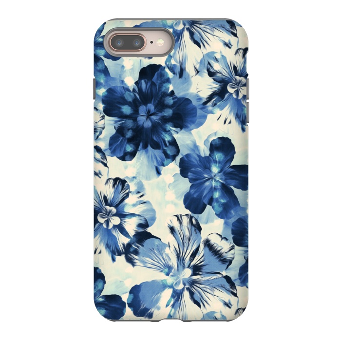 iPhone 8 plus StrongFit Indigo Blue Floral by Micklyn Le Feuvre