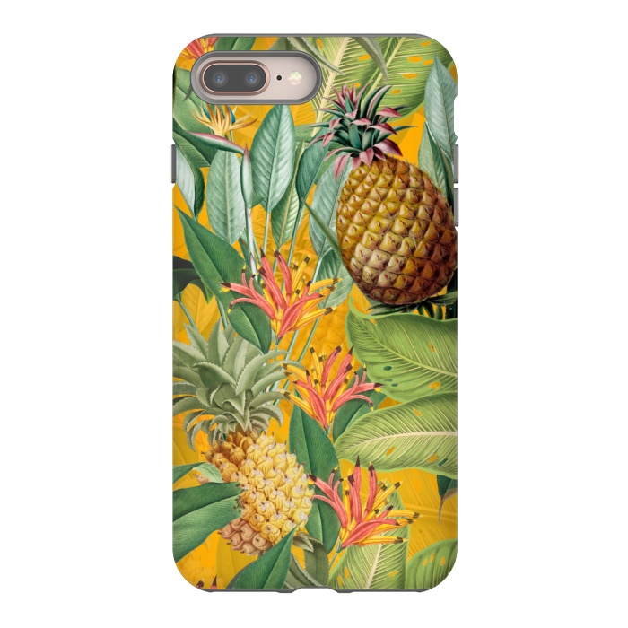 iPhone 8 plus StrongFit Yellow Tropical Pinapple Jungle Garden by  Utart