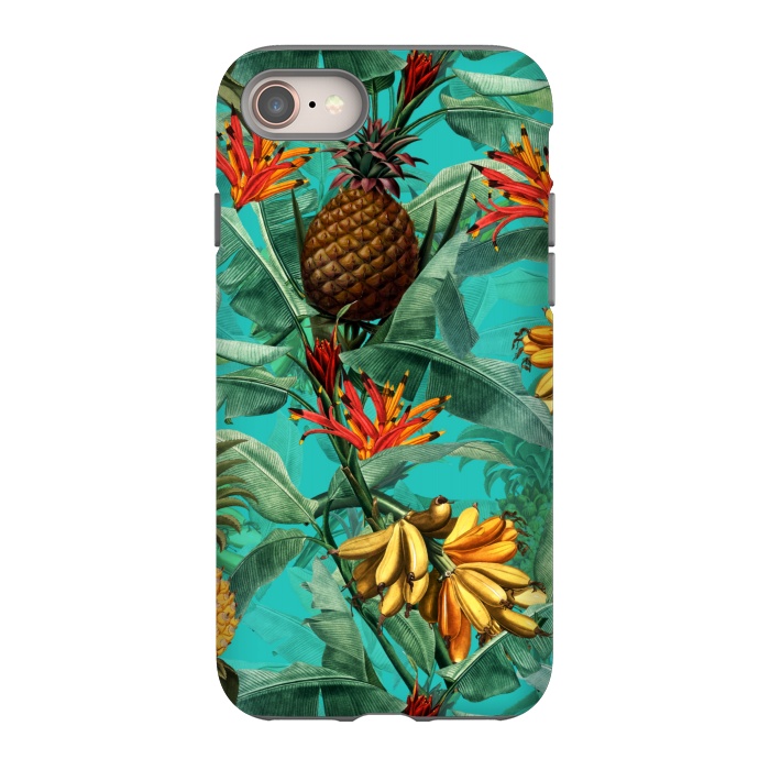 iPhone 8 StrongFit Teal Banana and Pinapple Jungle Garden by  Utart