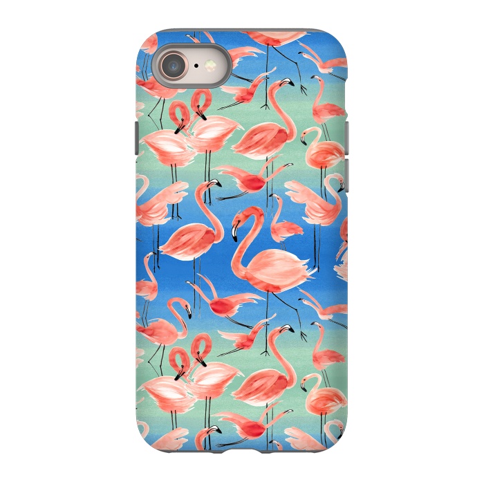 iPhone 8 StrongFit Pink Flamingos by Ninola Design