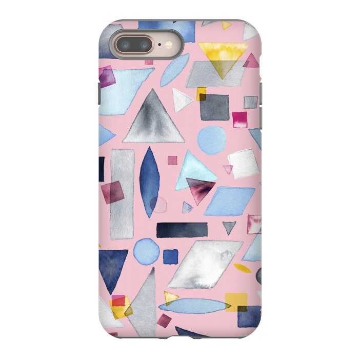 iPhone 8 plus StrongFit Geometric Pieces Pink by Ninola Design