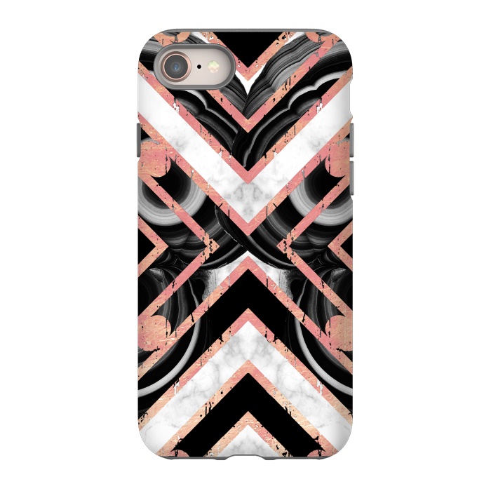iPhone 8 StrongFit Monochrome geometric marble tiles with golden contour by Oana 