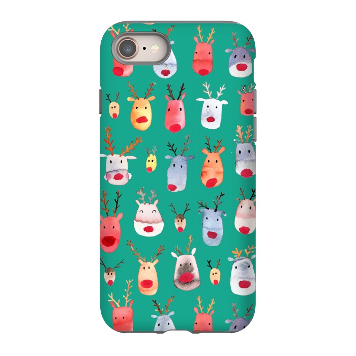 iPhone 8 StrongFit Christmas Winter Rudolph Reindeer by Ninola Design