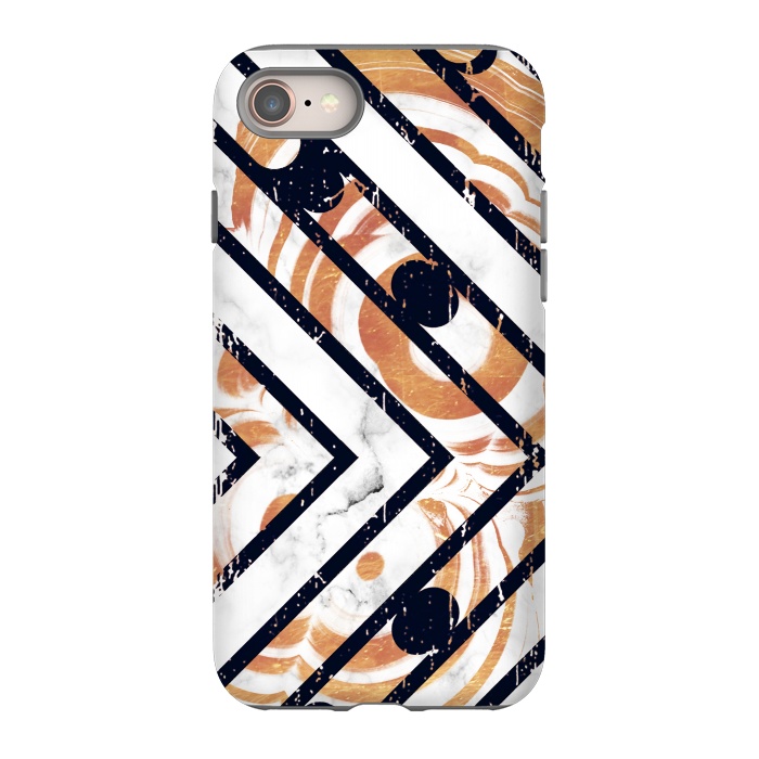 iPhone 8 StrongFit Geometric white gold marble stripes by Oana 