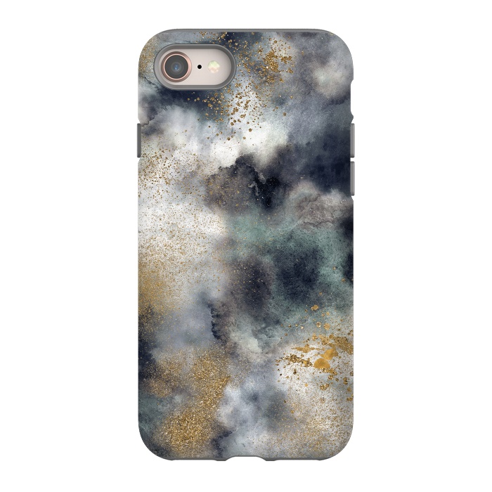 iPhone 8 StrongFit Marble Watercolor Dark Clouds by Ninola Design