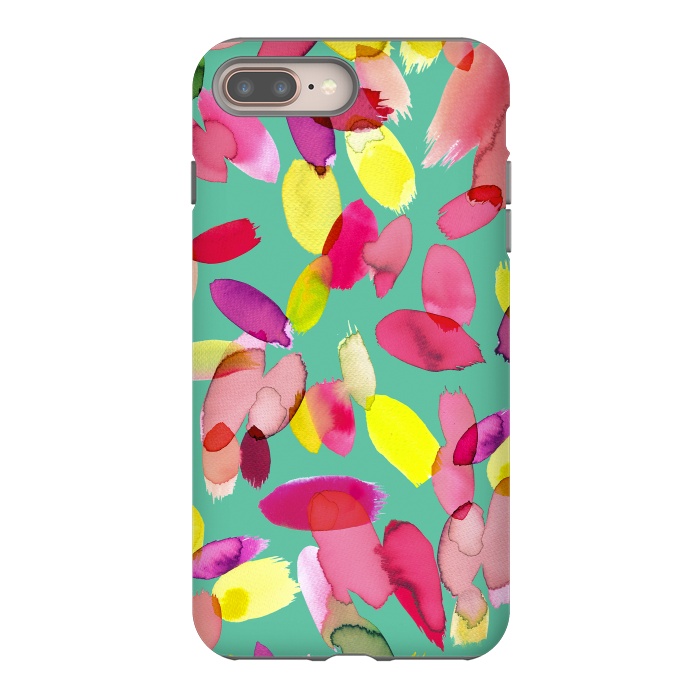 iPhone 8 plus StrongFit Watercolor Petals Green by Ninola Design