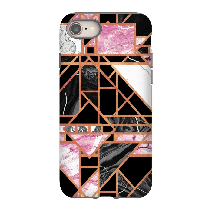 iPhone 8 StrongFit Geometric art deco marble tiles  by Oana 