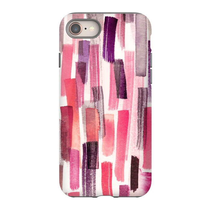 iPhone 8 StrongFit Colorful Brushstrokes Living Coral by Ninola Design