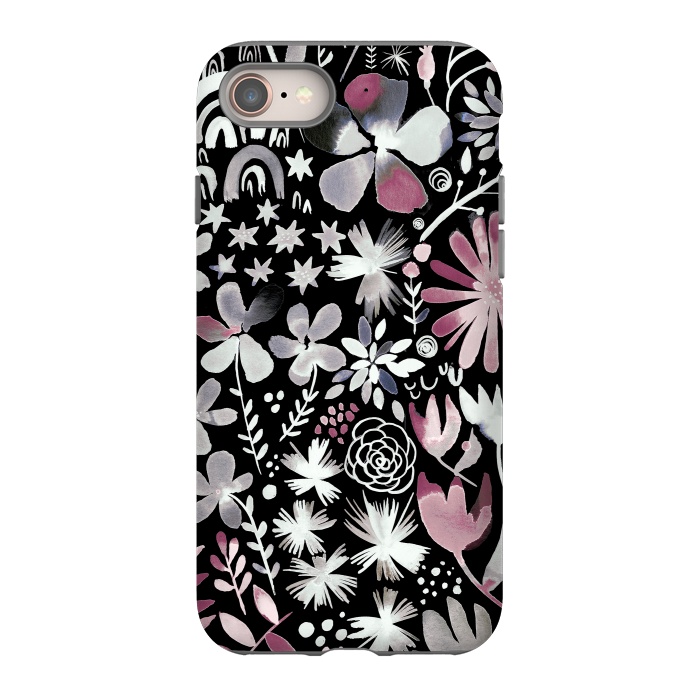 iPhone 8 StrongFit Winter Ink Dark Flowers by Ninola Design