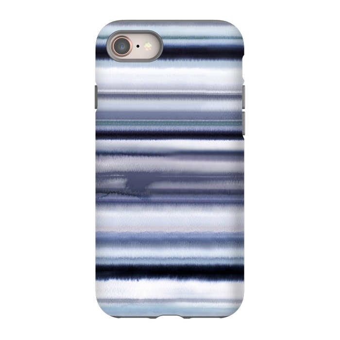 iPhone 8 StrongFit Ombre Stripes Watercolor Blue by Ninola Design