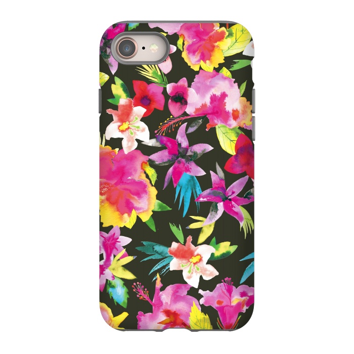 iPhone 8 StrongFit Caribbean Flowers and Palms by Ninola Design