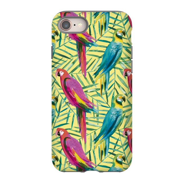 iPhone 8 StrongFit Tropical Parrots and Palms by Ninola Design