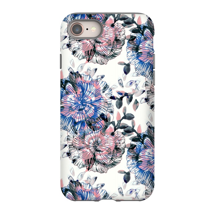 iPhone 8 StrongFit Watercolor painted flowers and foliage by Oana 