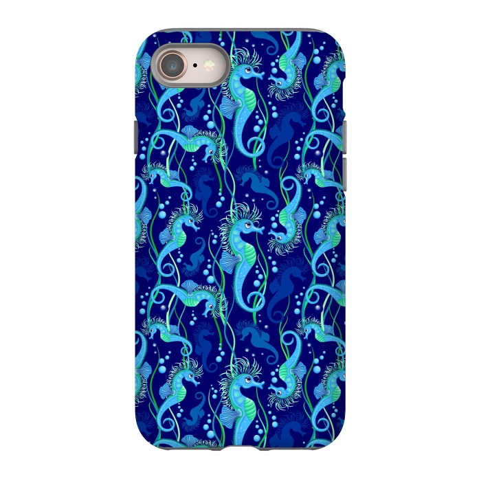 iPhone 8 StrongFit Seahorse cute blue sea animal Pattern by BluedarkArt