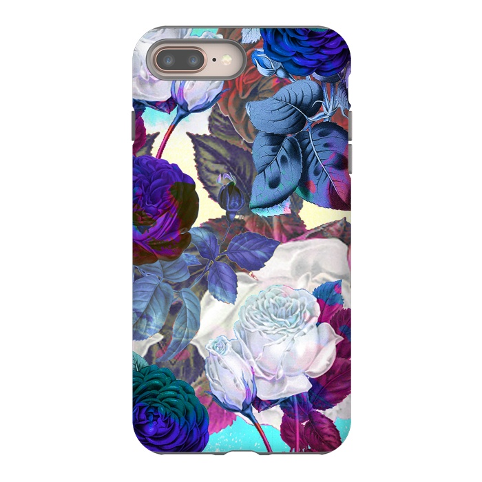 iPhone 8 plus StrongFit Blue white roses botanical illustration by Oana 