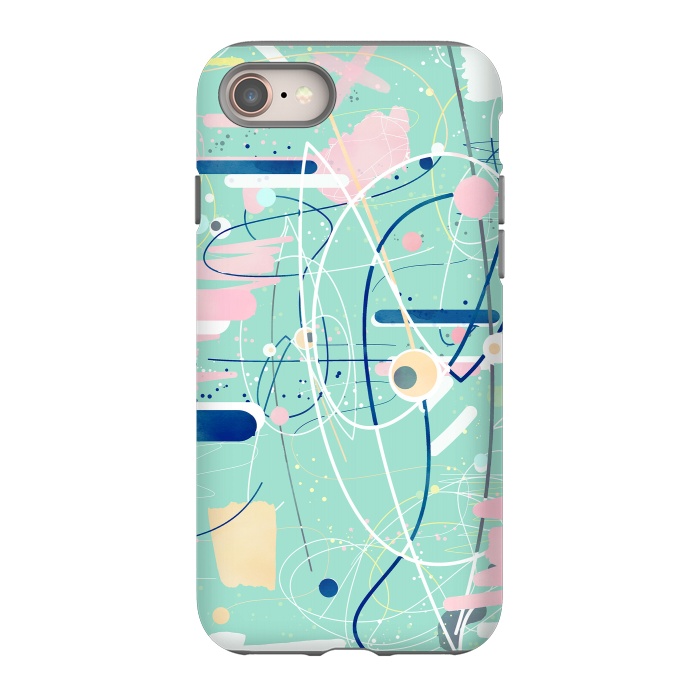 iPhone 8 StrongFit Modern mint strokes and dots creative art  by InovArts