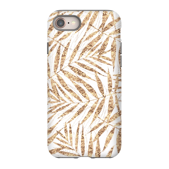 iPhone 8 StrongFit Elegant golden tropical palm leaves design by InovArts