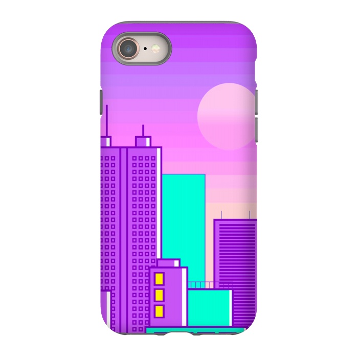 iPhone 8 StrongFit purple sunset in the city by haroulita