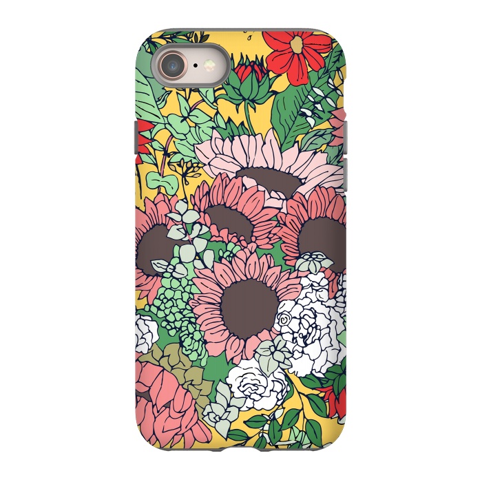 iPhone 8 StrongFit Pretty aspen gold and pink floral design by InovArts
